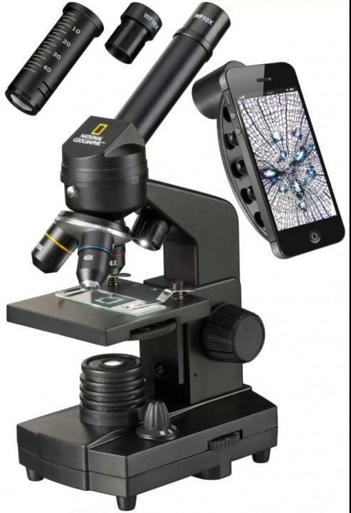 Детский микроскоп Bresser National Geographic 40x-1280x с держателем Чёрный
