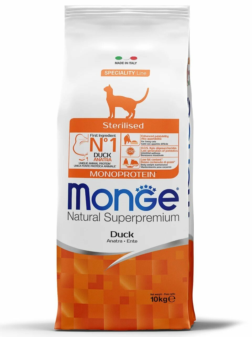 Monge Cat Monoprotein Sterilised корм для стерилизованных кошек (с уткой) 10 кг