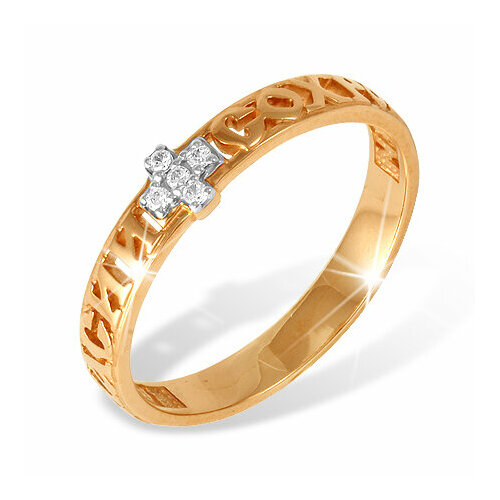 Кольцо VOROBYEVA, красное золото, 585 проба, фианит, размер 18 золотое кольцо спаси и сохрани 110211 19 5