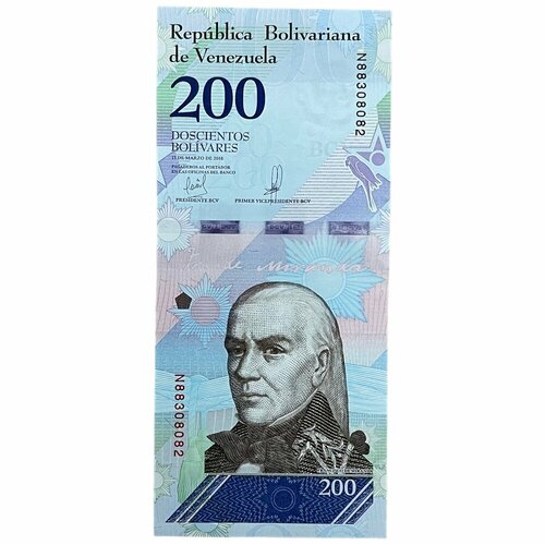 Венесуэла 200 боливаров 2018 г. (Серия N) банкнота венесуэла 100000 боливаров 2017 год unc