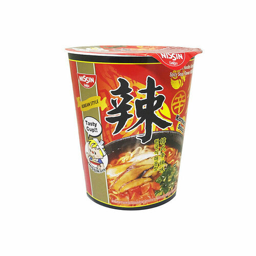 Nissin Лапша быстрого приготовления Корейский острый суп, 68 гр
