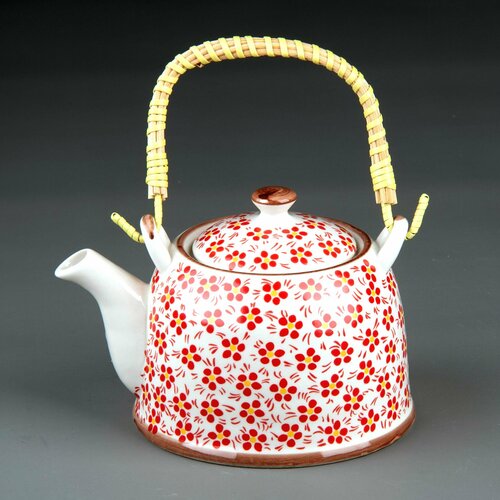 Чайник заварочный керамический 900мл с ситечком с бамбуковой ручкой в подарочной упаковке 1014₽