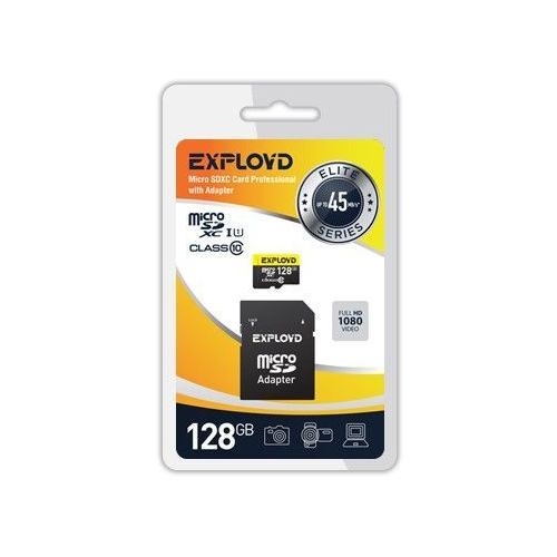 Micro SDHC карта памяти Exployd 128GB Class10 U3 V30 95MB/s с адаптером карта памяти samsung pro endurance 128 гб class 10 v30 uhs i u3 адаптер на sd