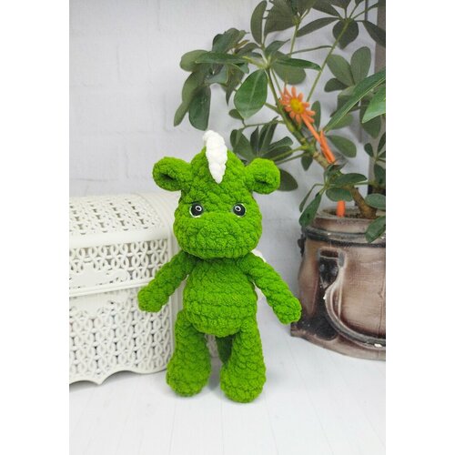 Мягкая вязаная игрушка Дракон ручной работы, 19см