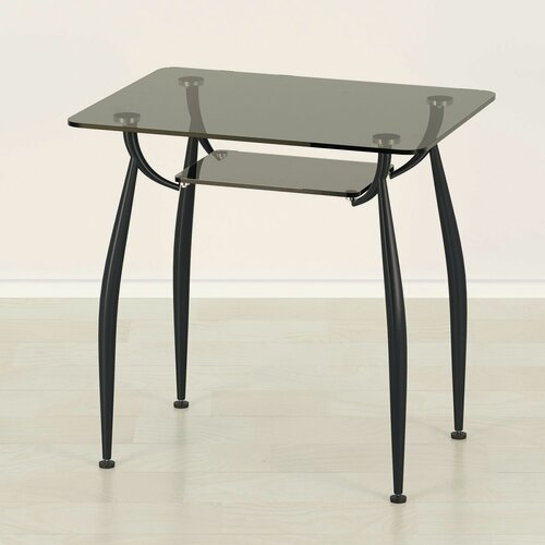 Изображение товара Стеклянный кухонный стол Вокал 10 серый/черный (900х600 мм)