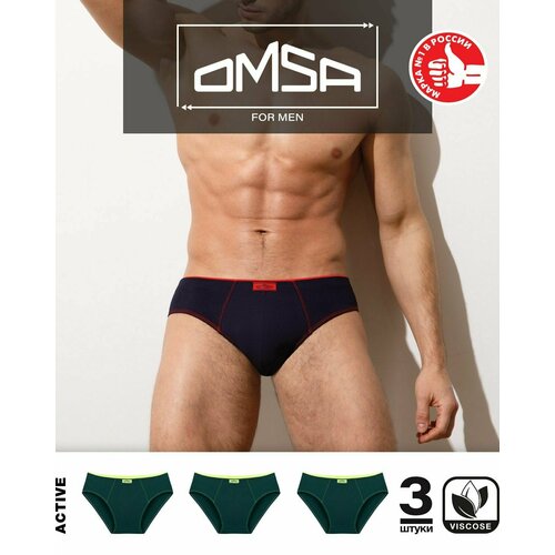 фото Трусы omsa, 3 шт., размер 54(3xl), зеленый