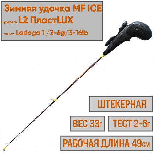 Удочка для зимней рыбалки MF Ice L2 ПластLux Ladoga 1 / 2-6g/ 3-16lb Хапуга
