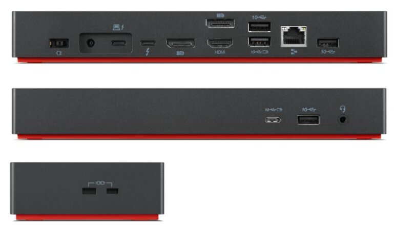 Док-станция Lenovo ThinkPad Universal Thunderbolt 4 Dock, (Thunderbolt, RJ-45, 4xUSB 3.1, USB Type-C, HDMI, 2xDP, Mini jack). 135Вт Черный 40B00135CN - фото №11