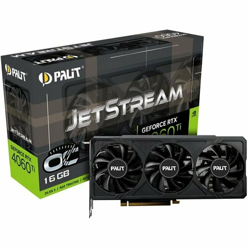 Видеокарта Palit GeForce RTX 4060 Ti JetStream OC 16GB (NE6406TU19T1-1061J) видеокарта palit ne6406tu19t1 1061j geforce rtx 4060 ti 16gb jetstream oc
