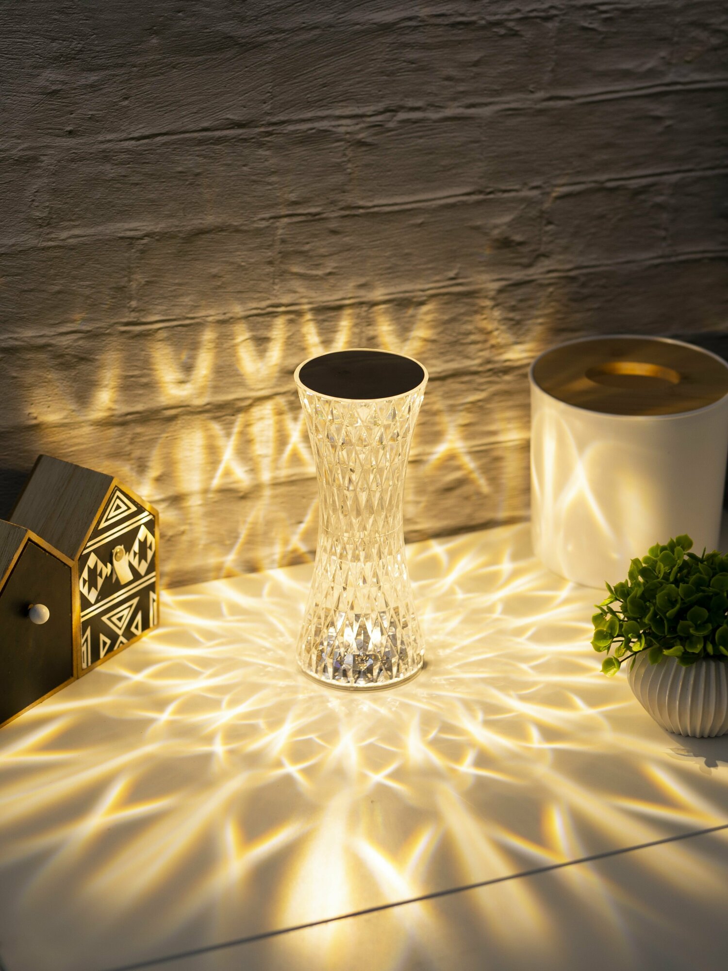 Декоративный светильник настольный Crystal Waist старт, ночник проектор светодиодный, 3 режима работы