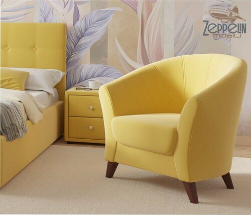 Изображение товара Кресло Zeppelin Mobili Line, мягкое, велюровое, желтое, с подлокотниками