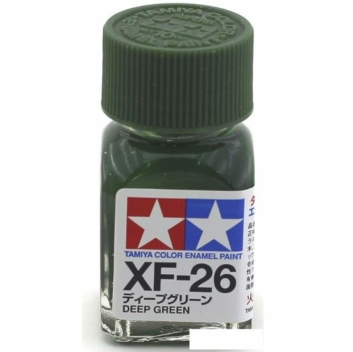 Эмаль XF-26 Deep Green flat, enamel paint 10 ml. (Насыщенный Зелёный матовый) Tamiya 80326