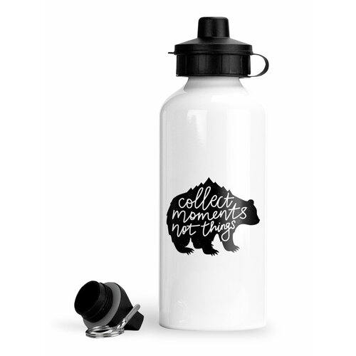 фото Спортивная бутылка дикая природа wild collect moments not things силуэт медведя коллекционируй моменты а не вещи luzimuzi