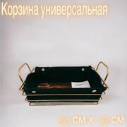 Корзина универсальная для хлеба и фруктов / хлебница металлическая с чехлом