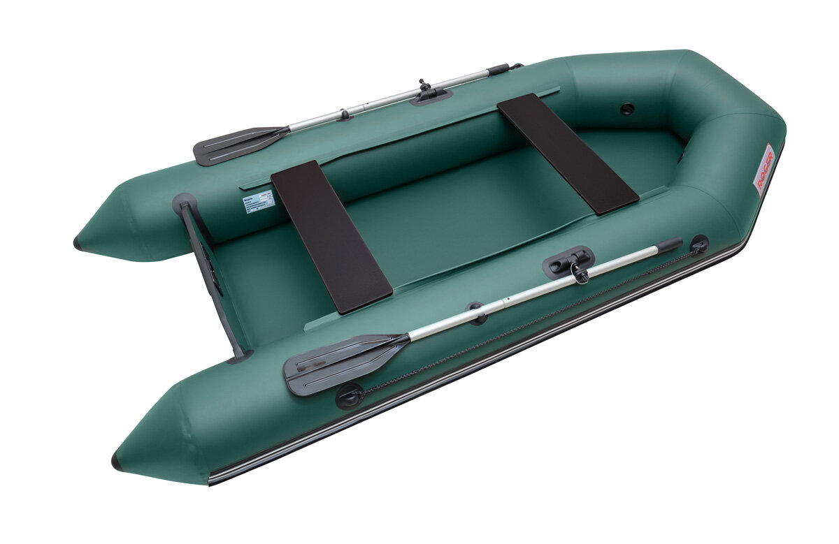 Лодка надувная ПВХ под мотор ROGER Standart 3000, лодка роджер с транцем и привальным брусом (зеленый)
