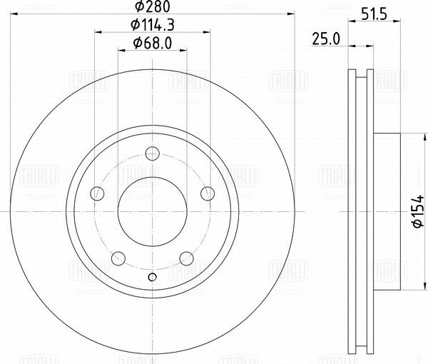 Диск торм. для а м Mazda 3 (13-) перед. d=280 перед Trialli DF 073408