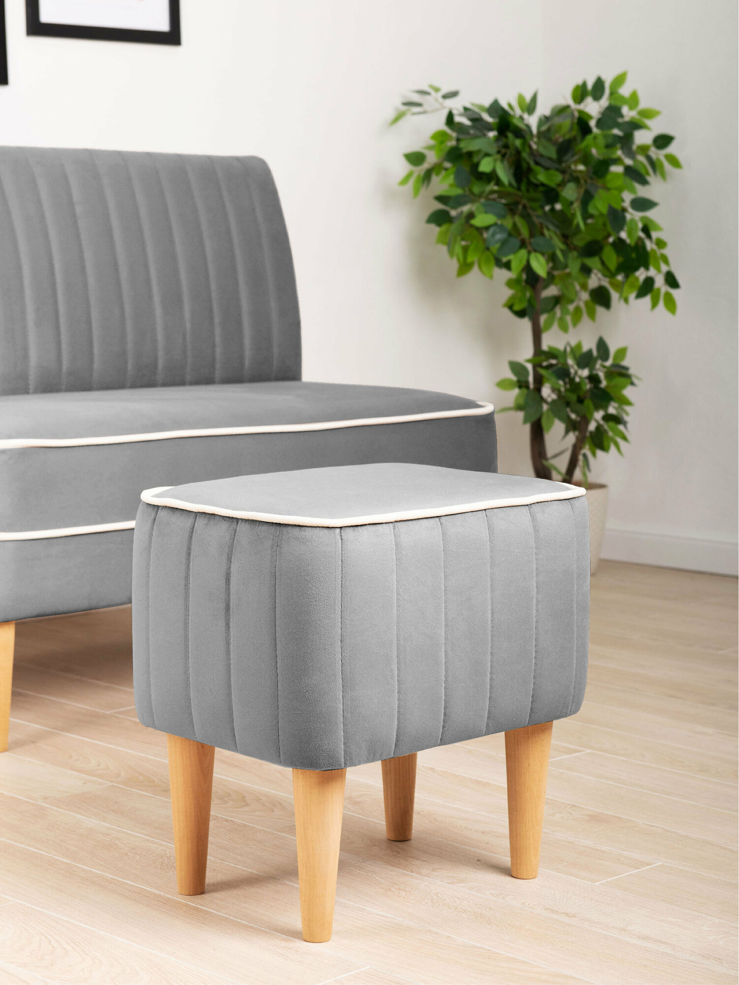 фото Пуф амма, велюр, светло-серый (№52)