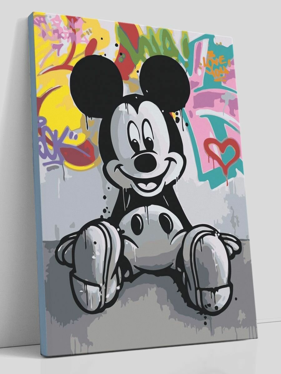 Картина по номерам на холсте с подрамником, "Микки Маус и граффити Арт", 30х40 см