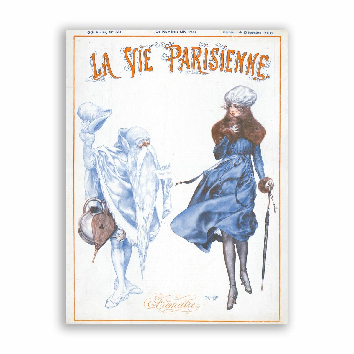 Постер на бумаге в стиле Пин-ап / La Vie Parisienne - Frimaire / Размер 30 x 40 см