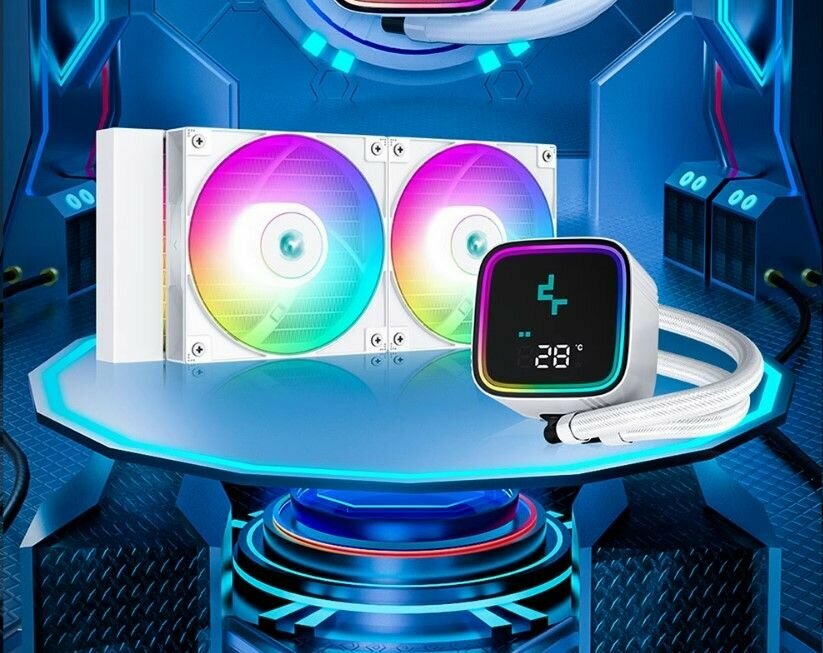 Система водяного охлаждения DEEPCOOL LS520 -SE-DIGITAL 240 мм ARGB, с LED дисплеем, белый