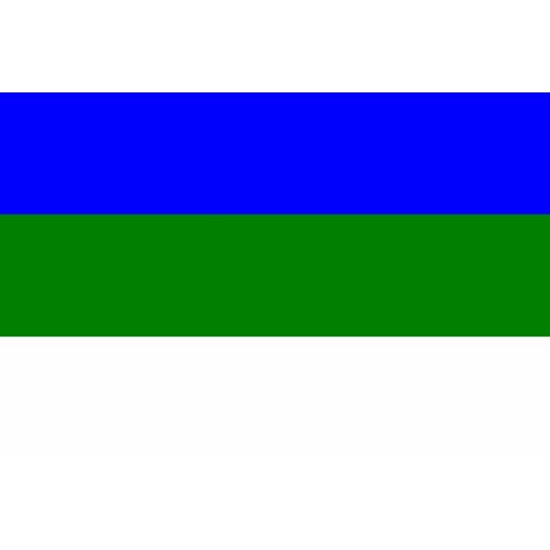 Флаг Коми, полиэфирный шелк, односторонний, размер 90х135 см