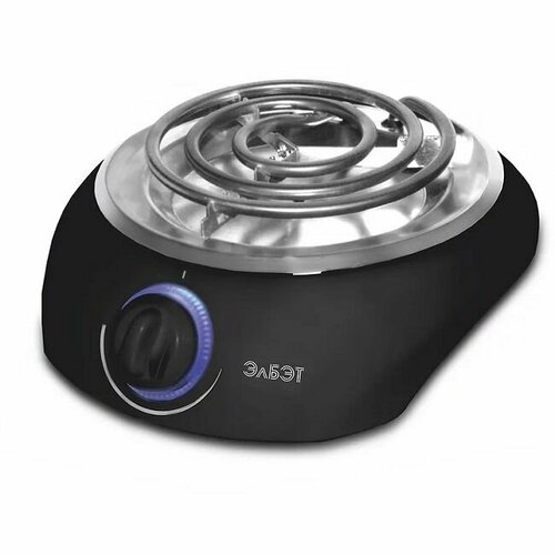 Электрическая плита Elbet черная 1000Вт 1-конфорка диаметр 145 мм нагрев элемент тэн 93600₽