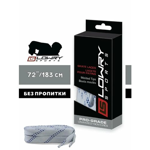 Шнурки хоккейные Lowry Sports профессиональные без пропитки 72'/183cm (белые)