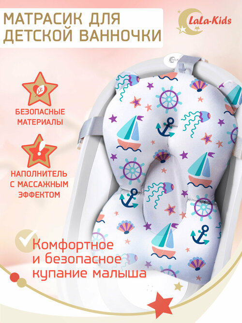 Матрасик для купания новорожденных LaLa-Kids голубой