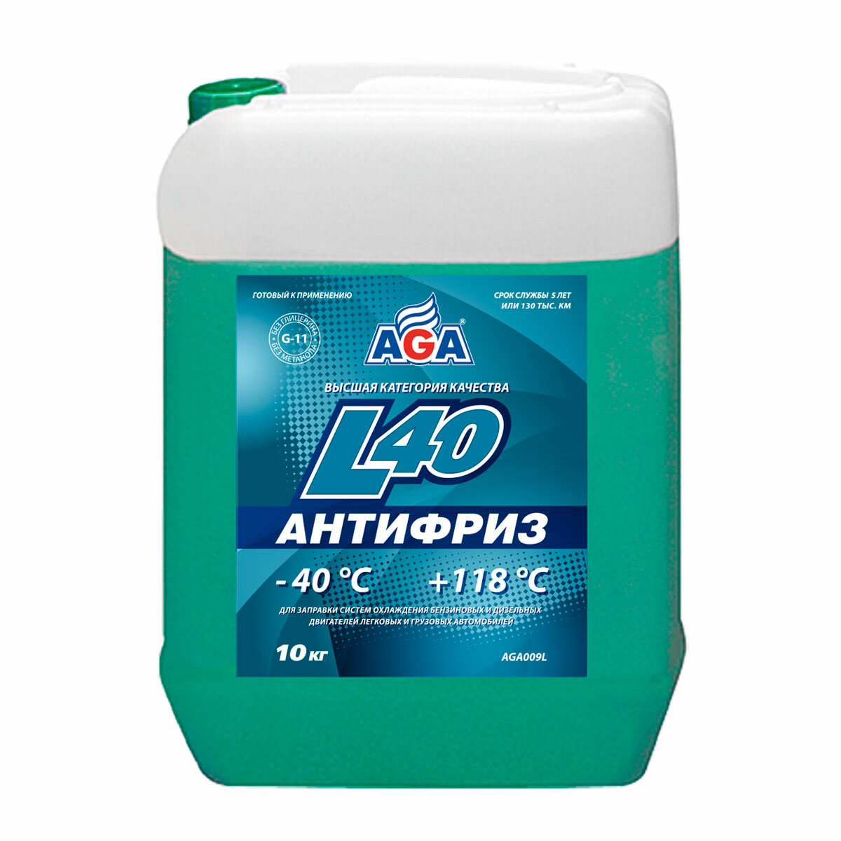 Антифриз AGA-L40 зеленый (9.46 л/10 кг) AGA009L