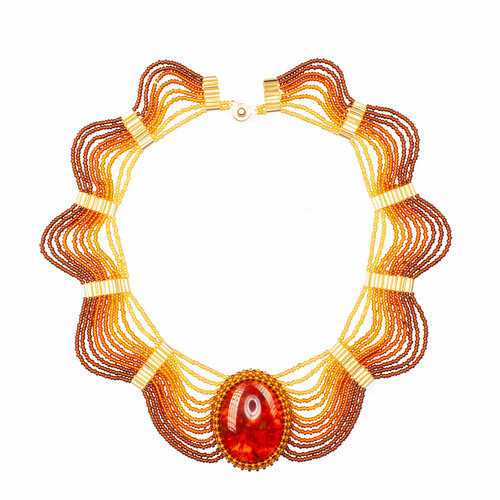 Колье AMBER PALACE Волна, янтарь, длина 42 см