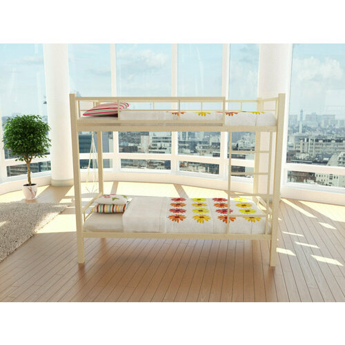 Металлическая двухъярусная кровать Венеция 80 на 190 цвет Бежевый