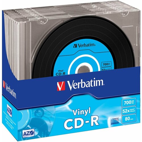 Диски CD-R Verbatim 43426 700MB AZO Data Vinyl Slim Box 10шт