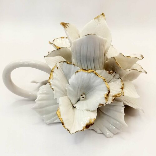 Подсвечник букет цветов. Фарфоровая композиция. Длина 15 см