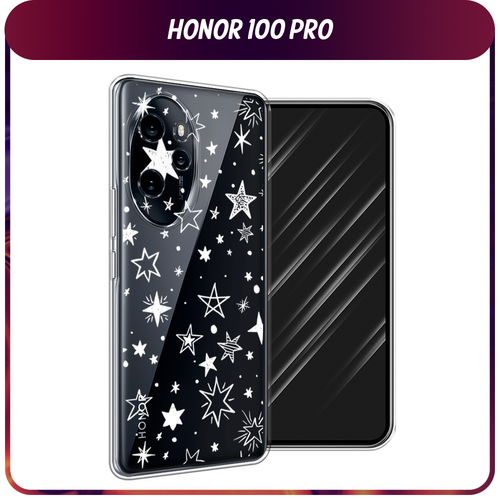 Силиконовый чехол на Honor 100 Pro / Хонор 100 Про Звездочки графика белая, прозрачный силиконовый чехол на honor 100 pro хонор 100 про розы графика прозрачный