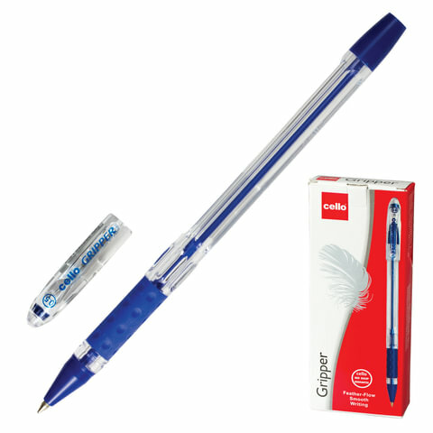 Ручка шариковая Cello масляная, "Gripper", корпус прозрачный, 0,5 мм, линия 0,3 мм, синяя (305226020/к)