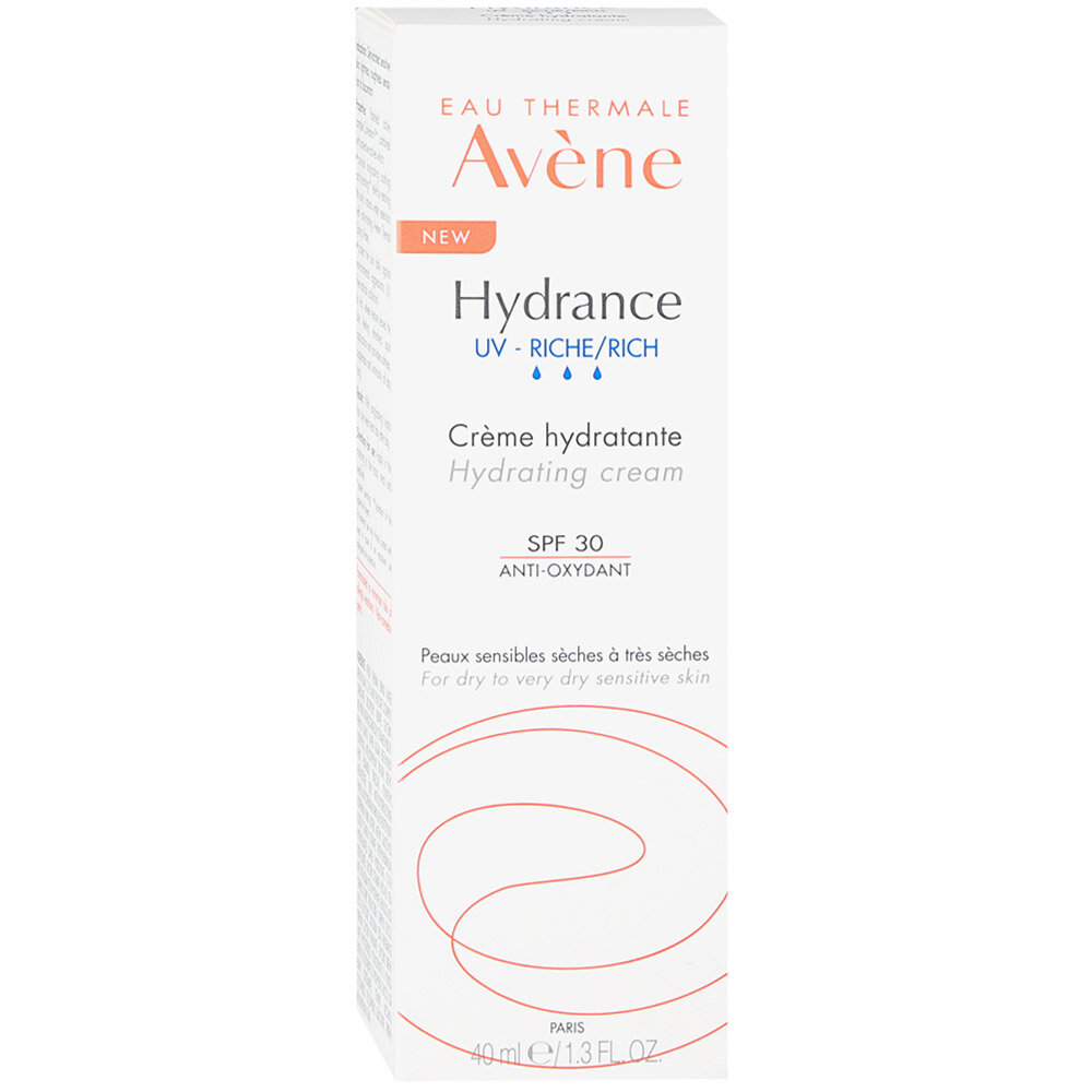 AVENE Hydrance Rich Hydrating Cream SPF 30 увлажняющий крем для сухой кожи, 40 мл