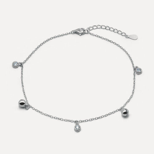 Изображение товара Браслет на ногу, серебро, 925 проба, фианит