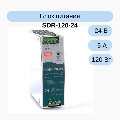 SDR-120-24 MEAN WELL Блок питания, 24В, 5А, 120Вт