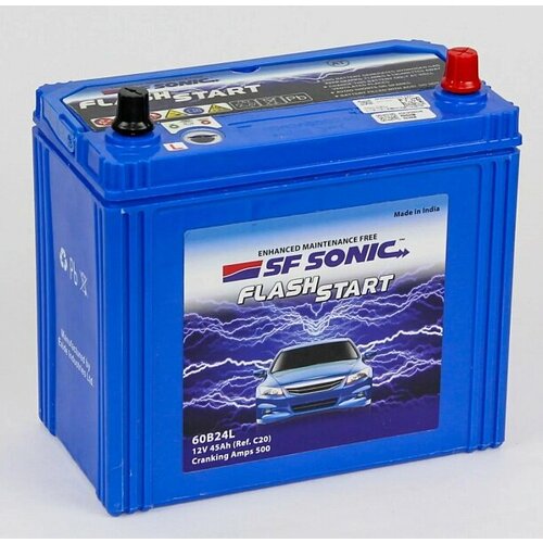 Аккумулятор автомобильный SF SONIC 60B24L 45Ah 500A ОП (238x127x227) тонк. кл 238x127x227