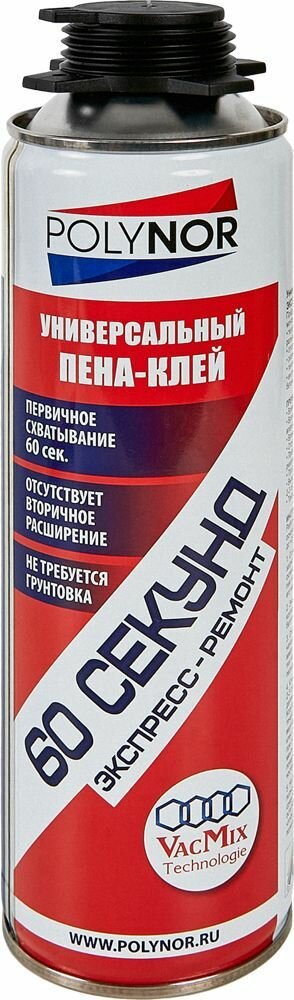 Полинор 60 Секунд Экспресс-ремонт клей-пена универсальный (650мл) / POLYNOR 60 Секунд Экспресс-ремонт полиуретановый пена-клей универсальный (650мл)