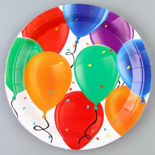 Тарелка бумажная Шары 23 см набор 6 шт 500₽
