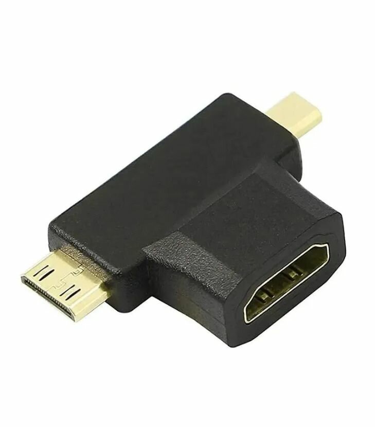 Адаптер-переходник HDMI-MiniHDMI-MicroHDMI черный
