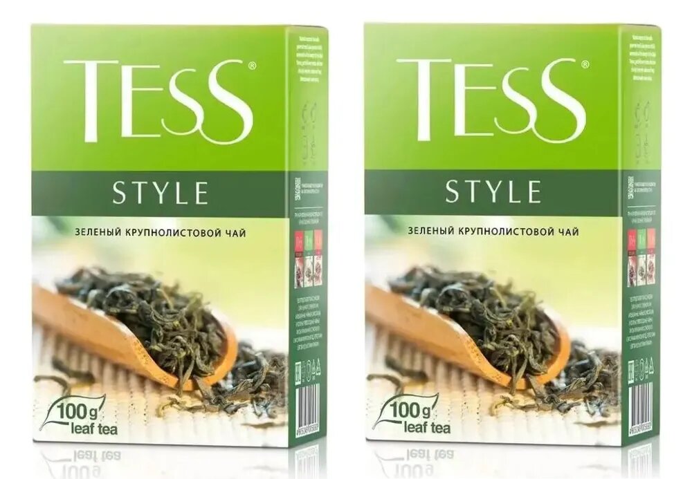 Чай Tess Style зеленый листовой 100 гр - 2 штукиЧай зеленый байховый.