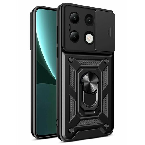 Чехол противоударный armors для Xiaomi Redmi Note 13 4G / Редми Нот 13 4G с защитой камеры (Черный) черный, черный матовый