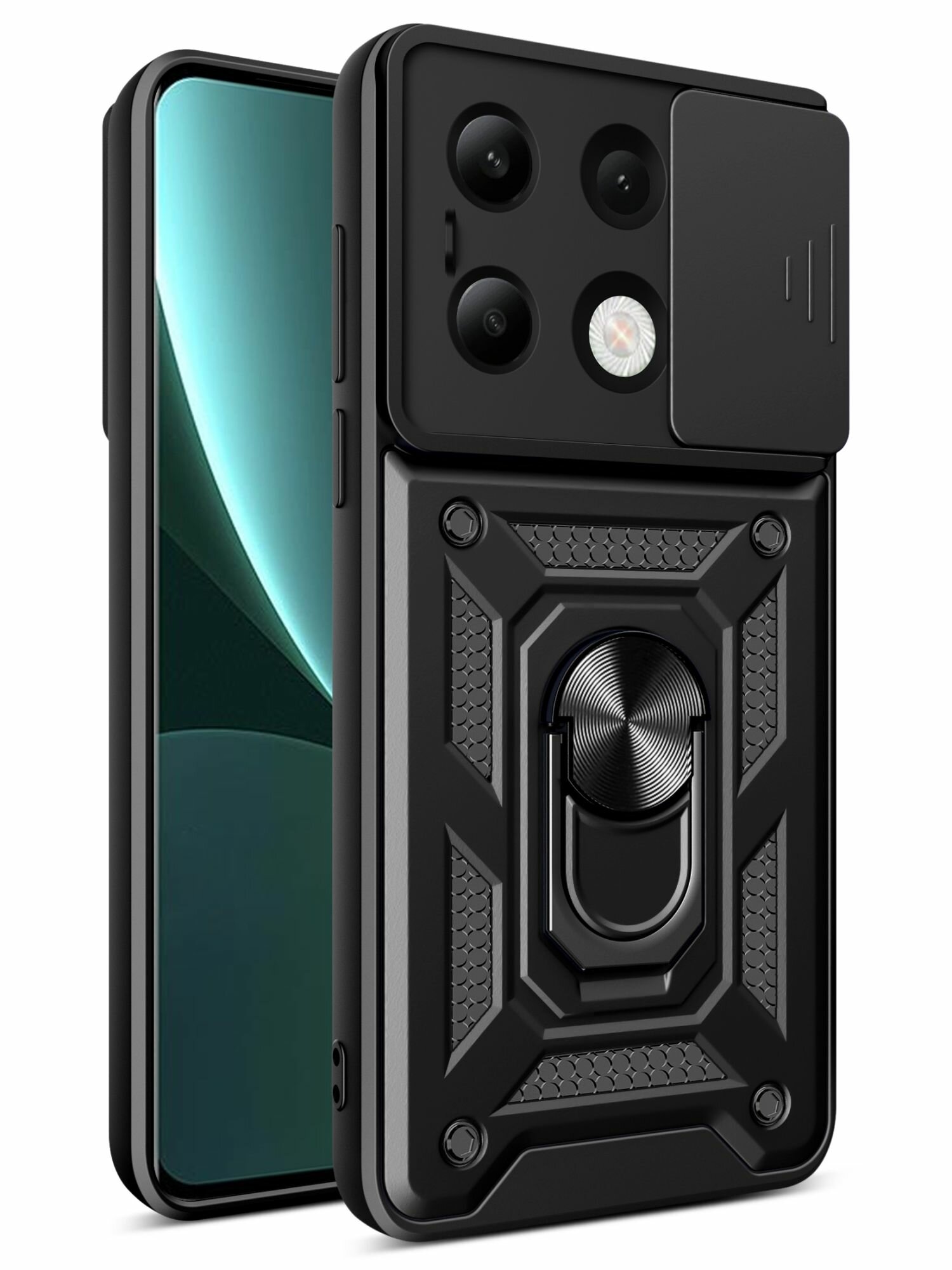 Чехол противоударный armors для Xiaomi Redmi Note 13 4G / Редми Нот 13 4G с защитой камеры (Черный)