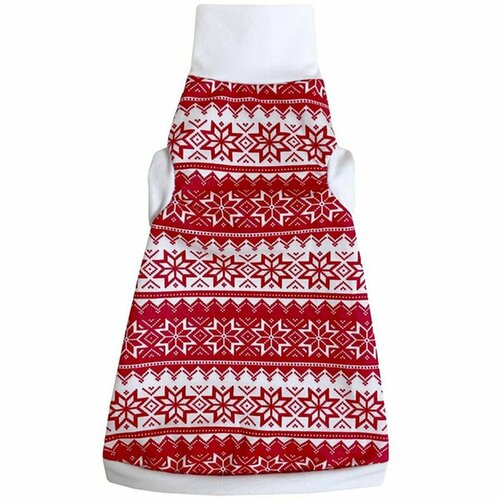 Водолазка для кошек OSSO Fashion - Сканди узор, утепленная, белая с красным, М, 1 шт