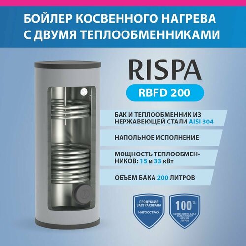 Бойлер RBFD 200 напольный нержавеющая сталь 304 92575₽