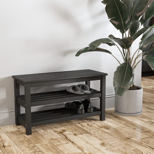 Обувница из натуральной березы Siberian Birch Бенет, размер 81x33x45,5 см, цвет черный