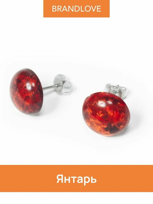 Серьги пусеты BL Jewelry Pin, тигровый глаз, змеевик, коралл, гранат, родонит, говлит, халцедон, нефрит, яшма, янтарь, кахолонг, горный хрусталь, сердолик, агат, цоизит, аметист, размер/диаметр 12 мм, коричневый