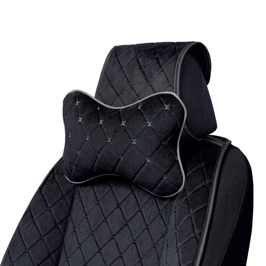 фото Подушка под голову и шею черный 30х20 см "AUTOPROFI" ("косточка") (арт. ALC-100NP BK/GY)